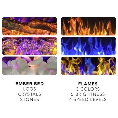 Aflamo Pride Elektrokamin – Energieeffiziente LED-Flammen, Anpassbare Flammenfarben, Wandmontage oder Einbaudesign